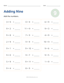 Adding 9 Worksheet thumbnail 1