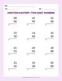 Addition Mastery Two Digit Numbers Basic thumbnail 1