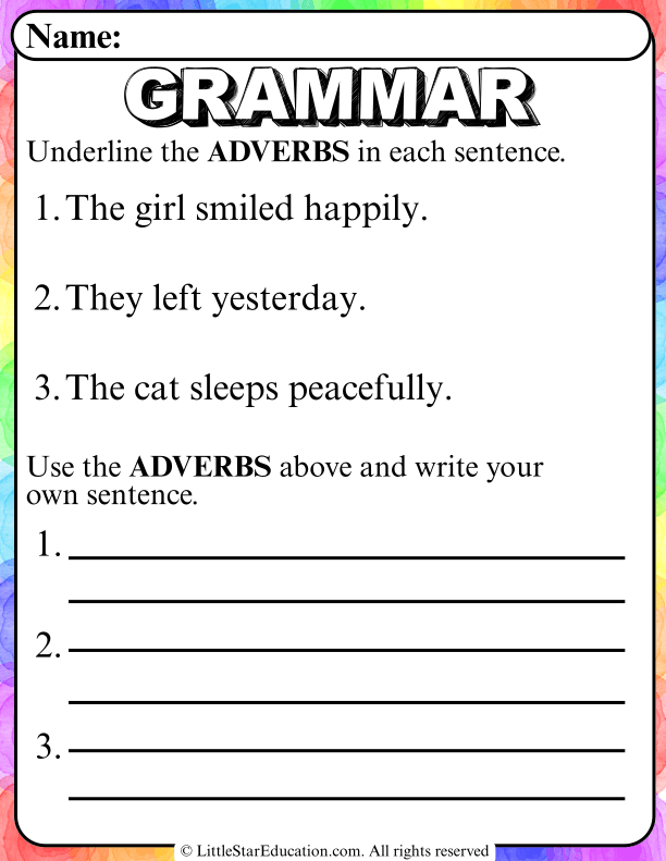 Adverb Identification and Sentence Writing