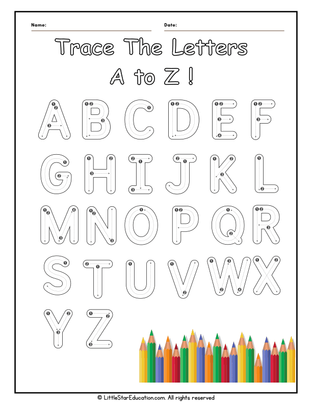 Alphabet Letter Tracing A to Z Practice