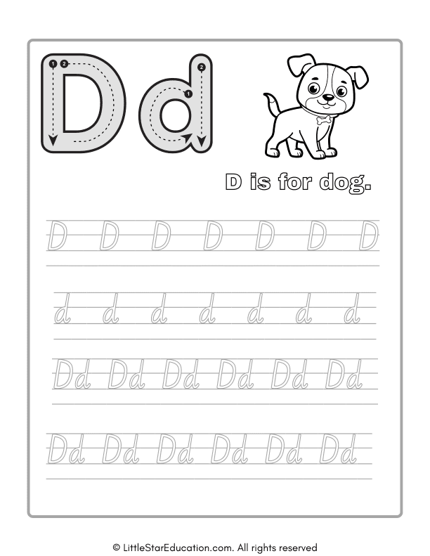 Alphabet Tracing Worksheet Letter D