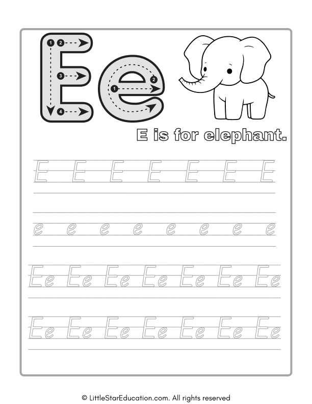 Alphabet Tracing Worksheet Letter E