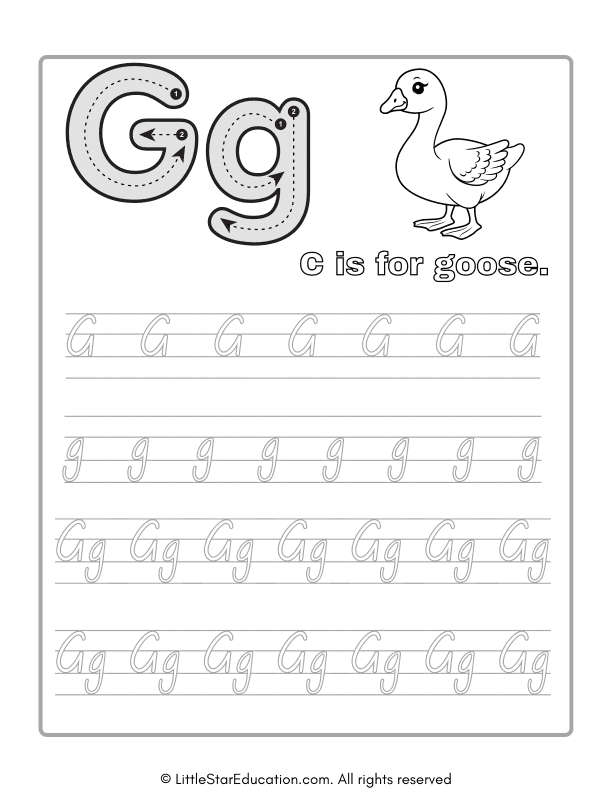 Alphabet Tracing Worksheet Letter G