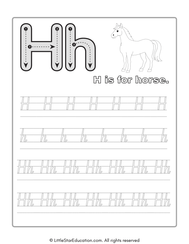 Alphabet Tracing Worksheet Letter H