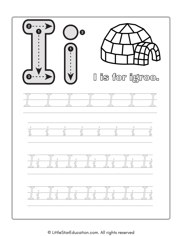 Alphabet Tracing Worksheet Letter I