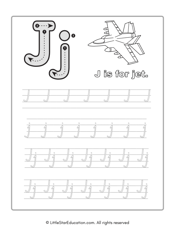 Alphabet Tracing Worksheet Letter J