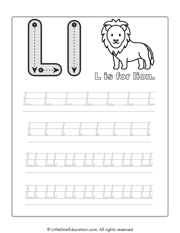 Alphabet Tracing Worksheet Letter L