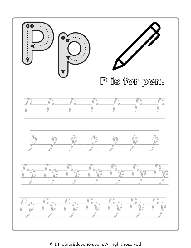 Alphabet Tracing Worksheet Letter P