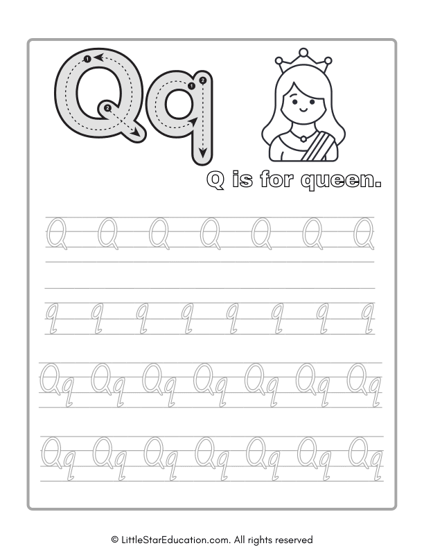 Alphabet Tracing Worksheet Letter Q