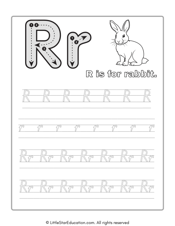 Alphabet Tracing Worksheet Letter R