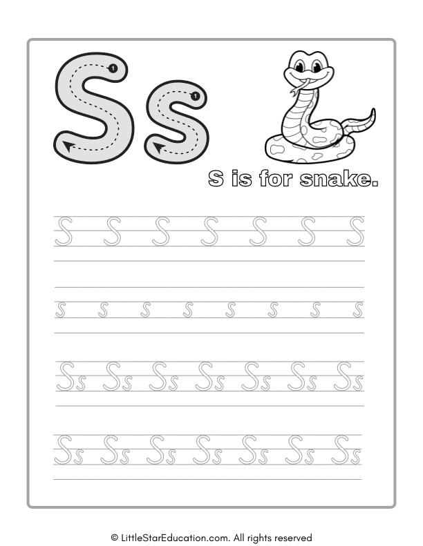 Alphabet Tracing Worksheet Letter S