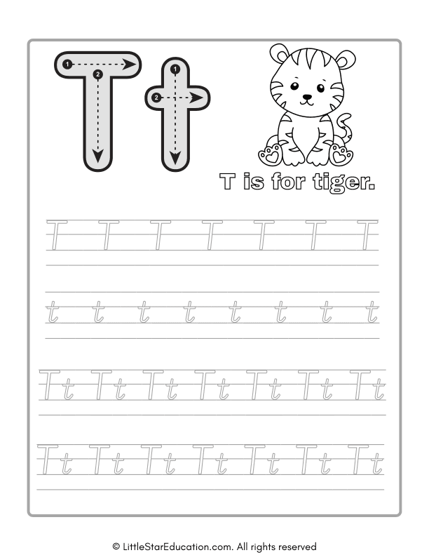 Alphabet Tracing Worksheet Letter T