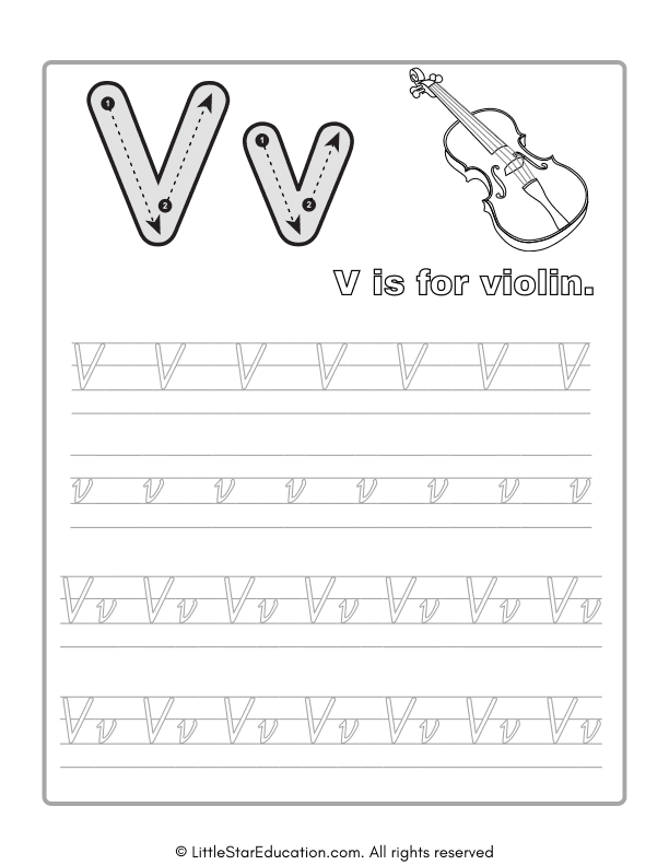 Alphabet Tracing Worksheet Letter V