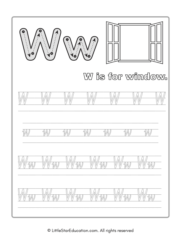 Alphabet Tracing Worksheet Letter W