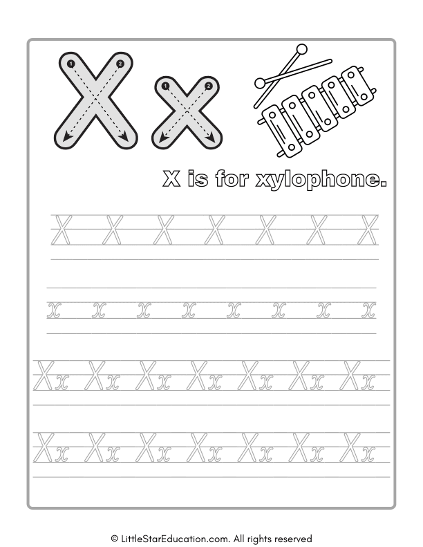 Alphabet Tracing Worksheet Letter X