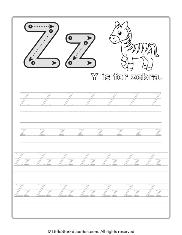 Alphabet Tracing Worksheet Letter Z