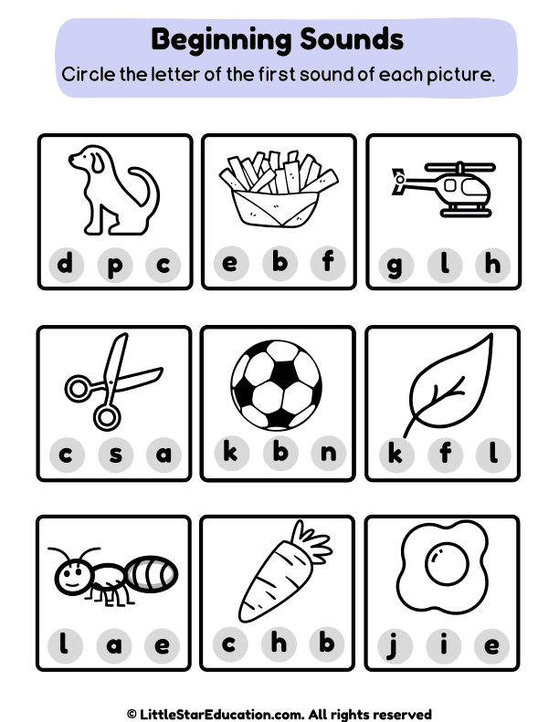 Beginning Sound Worksheet