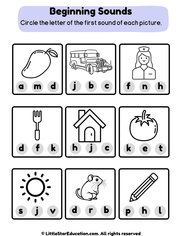 Beginning Sound Worksheet