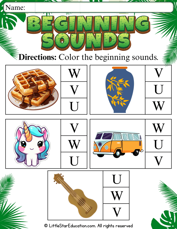 Beginning Sounds Coloring Practice