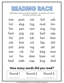 Blending Words Worksheet for Reading Race thumbnail 1