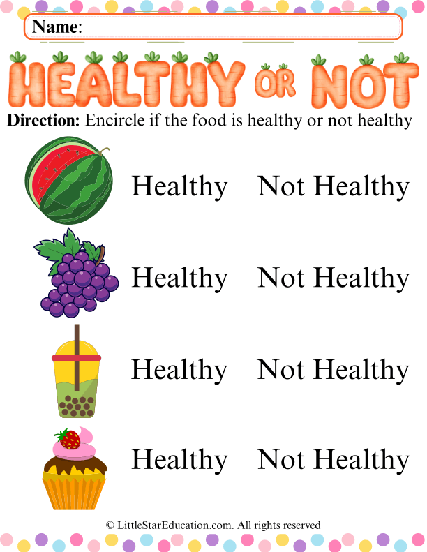 Circle Healthy or Unhealthy Food Worksheet