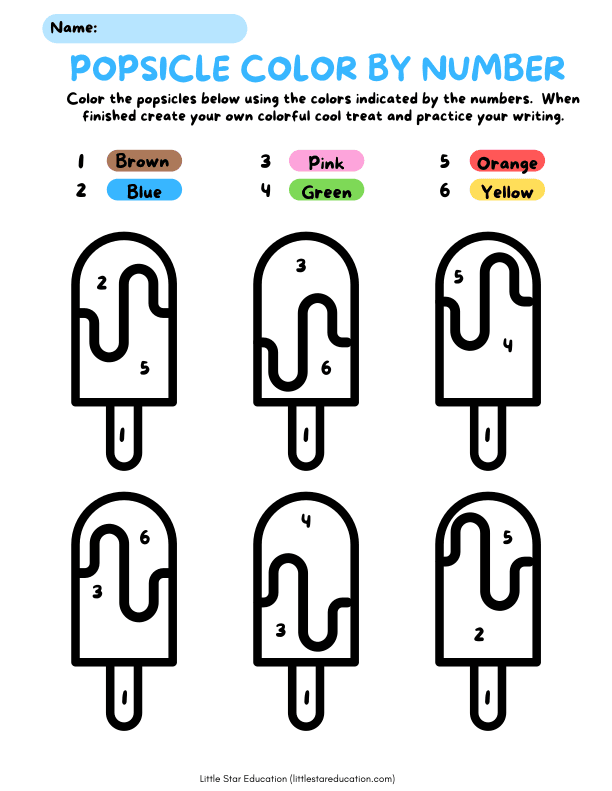 Color by Number: Popsicle