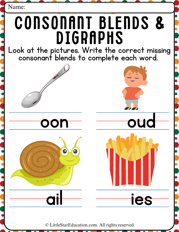 Consonant Blends and Digraphs Practice