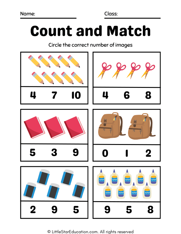 Counting Images Mathematics Worksheet