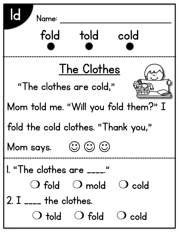 CVC Blend Worksheet: 'ld' Ending