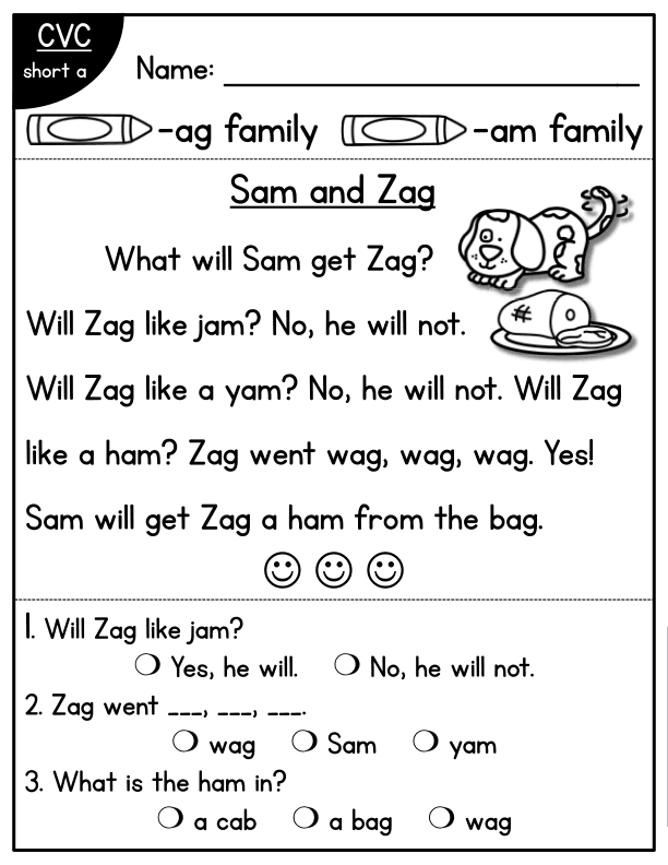 CVC Fluency Worksheet: 'ag' & 'am' Family
