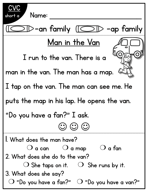 CVC Fluency Worksheet: 'an' & 'ap' Family