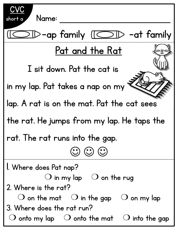 CVC Fluency Worksheet: 'ap' & 'at' Family