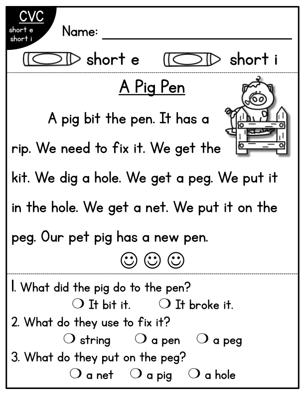 CVC Fluency Worksheet: 'e' & 'i' Families