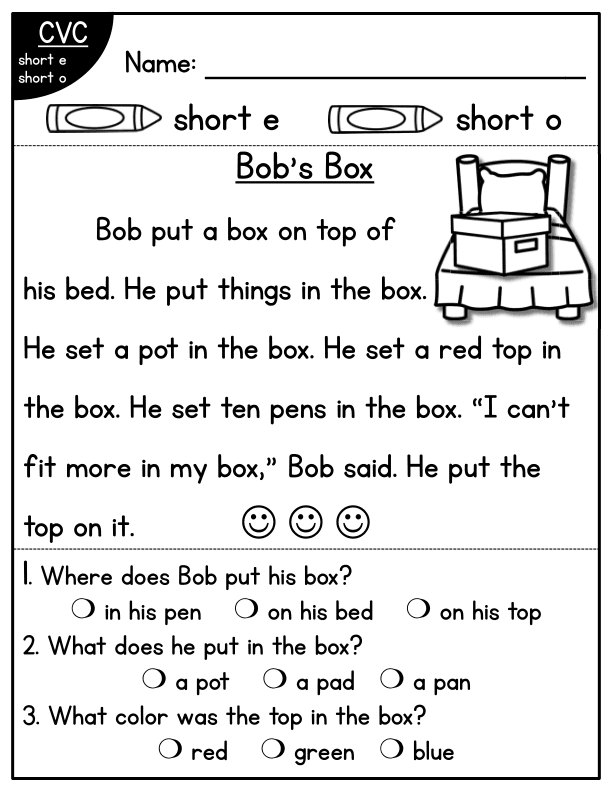 CVC Fluency Worksheet: 'e' & 'o' Families 2
