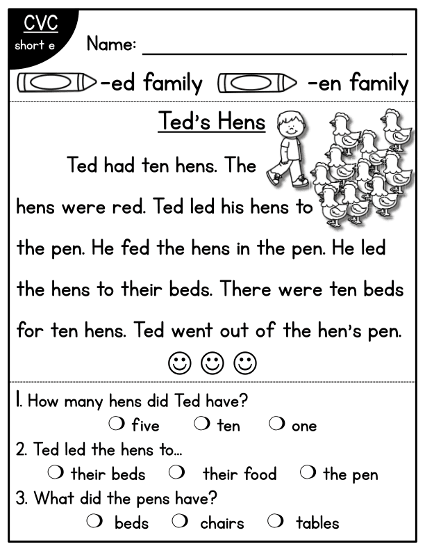 CVC Fluency Worksheet: 'ed' & 'en' Family