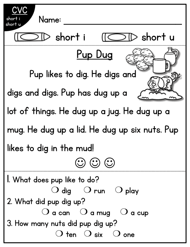 CVC Fluency Worksheet: 'i' & 'u' Families 2