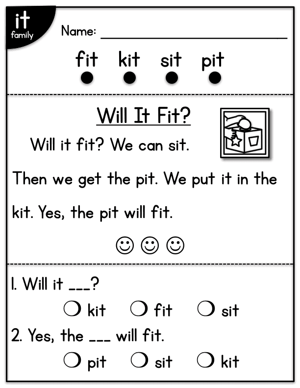 CVC Fluency Worksheet: 'it' Family