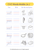 Cvc Middle E Writing Activity Worksheet thumbnail 2