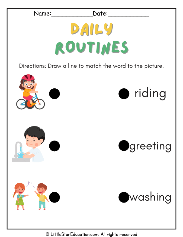 Daily Routine Word Matching