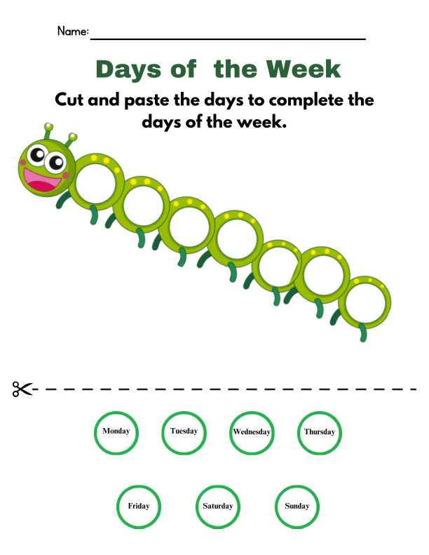 Days of the Week Worksheet Craft