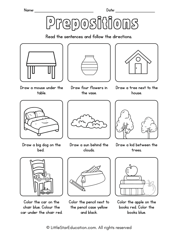 English Grammar Prepositions Worksheet