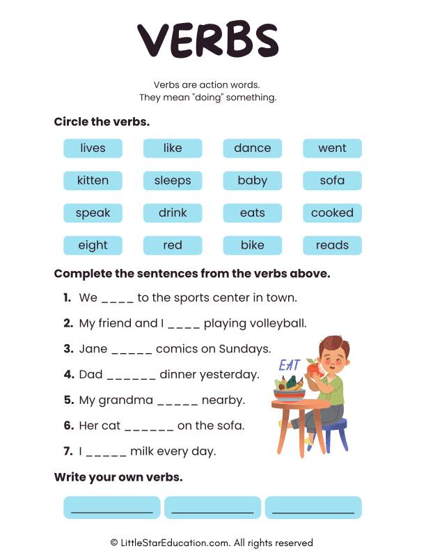English Grammar Verbs  Worksheet