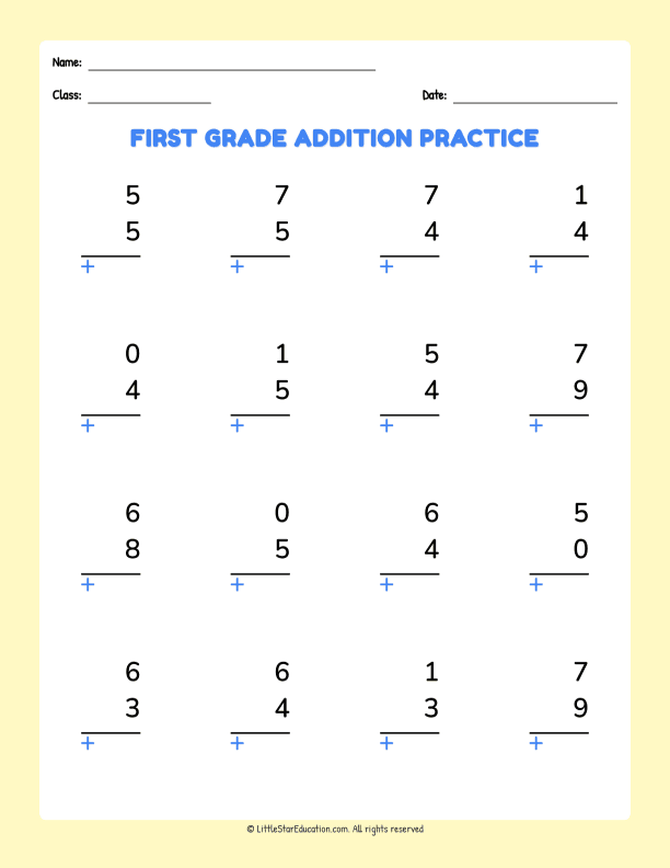 First Grade Addition Practice