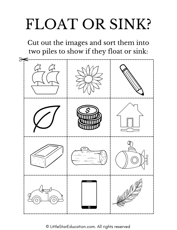 Float or Sink Science Worksheet