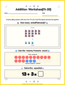 Grade 1 Addition Worksheets 11 to 20 thumbnail 5