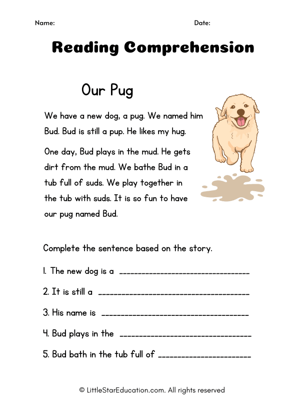Grade 1Comprehension Our Dog Worksheet