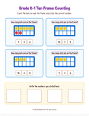 Grade K1 Ten Frame Counting 1 to 10 thumbnail 1
