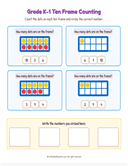 Grade K1 Ten Frame Counting 1 to 10 thumbnail 2