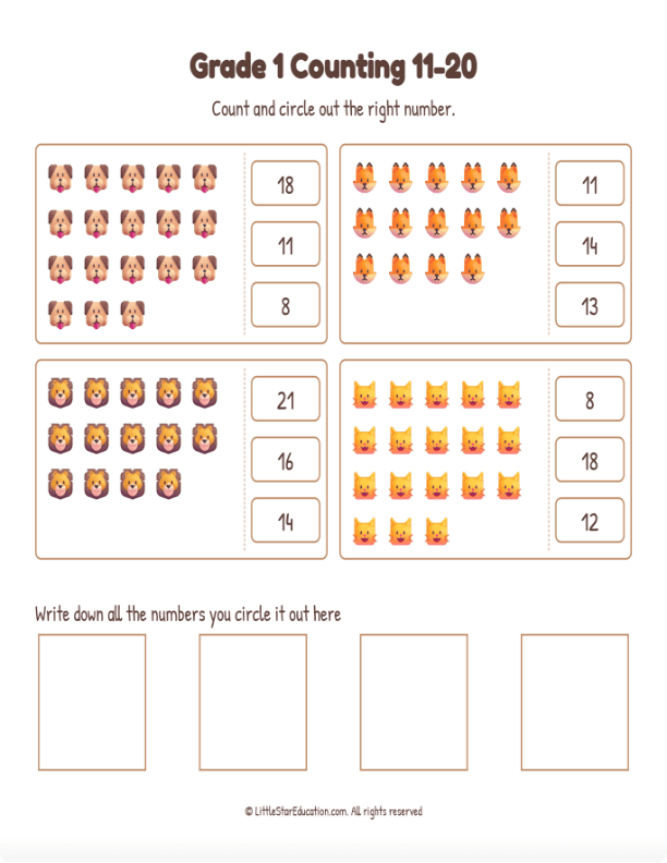 Grade 1 Counting 11 20