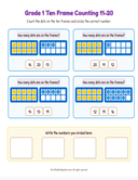 Grade K-1 Double Ten Frame Counting 11 to 20 thumbnail 2